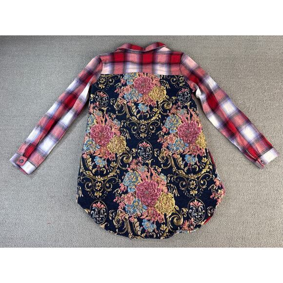 Soft Surroundings Pastiche Plain Flannel Shirt Jacquard Tapestry Floral Small - Picture 2 of 12